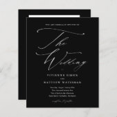 Elegante zwart-wit budget bruiloft uitnodiging (Voorkant / Achterkant)