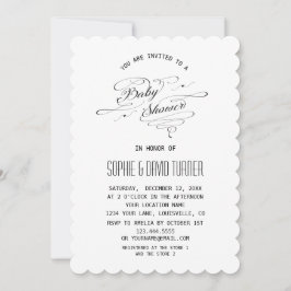 Elegante Zwart-Wit Calligrafie Baby Shower Kaart