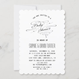 Elegante Zwart-Wit Calligrafie Baby Shower Kaart