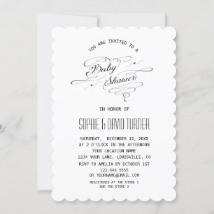Elegante Zwart-Wit Calligrafie Baby Shower Kaart