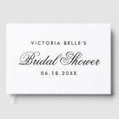 Elegante Zwart-Wit Calligraphy Bruidsdouche Gastenboek (Voorkant)