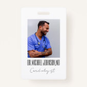 Elegante zwart-wit cardioloog arts foto badge (Voorkant)