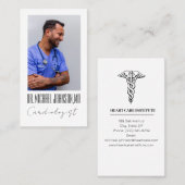 Elegante zwart-wit cardioloog arts foto visitekaartje (Voorkant / Achterkant)