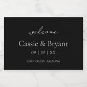 Elegante zwart-wit chique bruiloft welkomstgeschen sparkling wijnetiket (Enkel label)