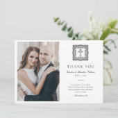 Elegante zwart-wit  Christelijke bruiloft Bedankkaart (Staand voorkant)