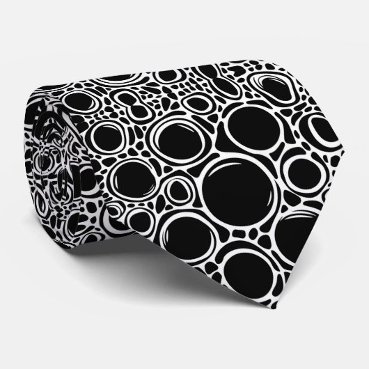 Elegante zwart-wit contouren stropdas (Opgerold)