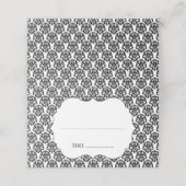 Elegante Zwart Wit Damask Wedding Escort Kaart Plaatskaartje (Buitenkant ongevouwen)