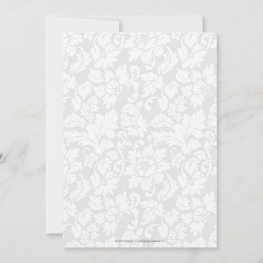 Elegante zwart-wit damasks bruiloft kaart (Achterkant)