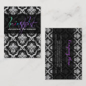 Elegante zwart-wit damasks haar stylist Kaart Visitekaartje (Voorkant / Achterkant)