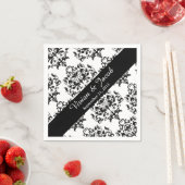 Elegante zwart-wit damast bruiloft servet (Insitu)