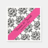 Elegante zwart-wit damast bruiloft servet (Voorkant)