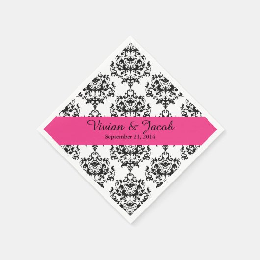 Elegante zwart-wit damast bruiloft servet (Hoek)