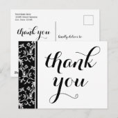 Elegante zwart-wit damast dank u briefkaart (Voorkant / Achterkant)