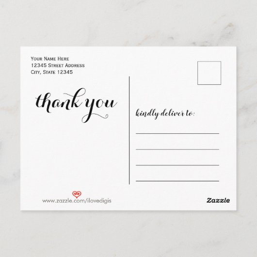 Elegante zwart-wit damast dank u briefkaart (Achterkant)