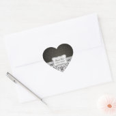 Elegante zwart-wit damast dank u hart sticker (Envelop)