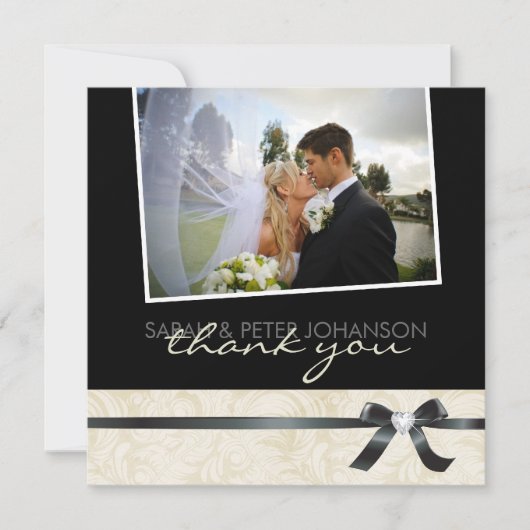 Elegante Zwart-wit dankt u de Kaart van de Foto (Voorkant)