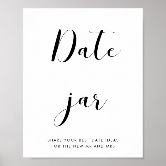 Elegante zwart-wit Date jar bruiloft teken Poster (Voorkant)