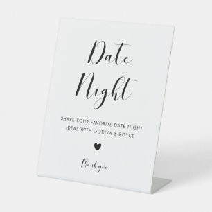Elegante zwart-wit date nacht ideeën reclamebord met voetstuk