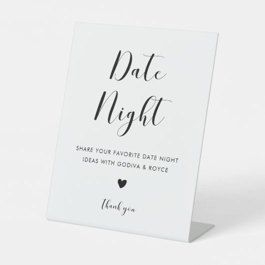 Elegante zwart-wit date nacht ideeën reclamebord met voetstuk (Voorkant)