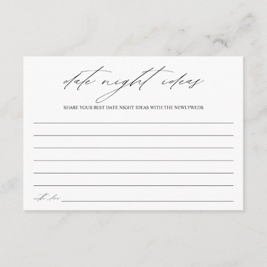 Elegante zwart-wit date pot date nachtideeën advieskaart (Voorkant)