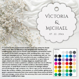 Elegante Zwart Wit & Datum Bruiloft Bedankjes Labels