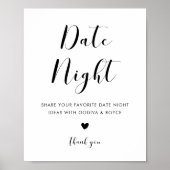 Elegante zwart-wit datum nacht ideeën teken poster (Voorkant)