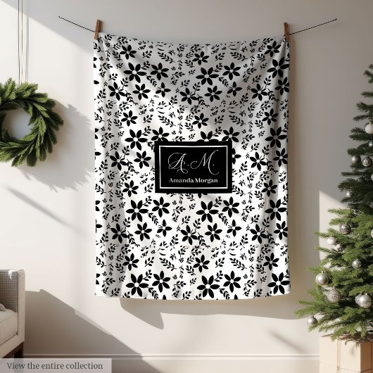 Elegante zwart-wit deken trendy kleur botanisch