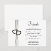 Elegante Zwart & Wit Diamant Bruiloft Details Informatiekaartje (Voorkant / Achterkant)