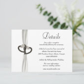 Elegante Zwart & Wit Diamant Bruiloft Details Informatiekaartje (Staand voorkant)