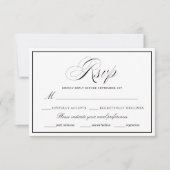 Elegante zwart-wit dikke grens bruiloft RSVP kaartje (Voorkant)