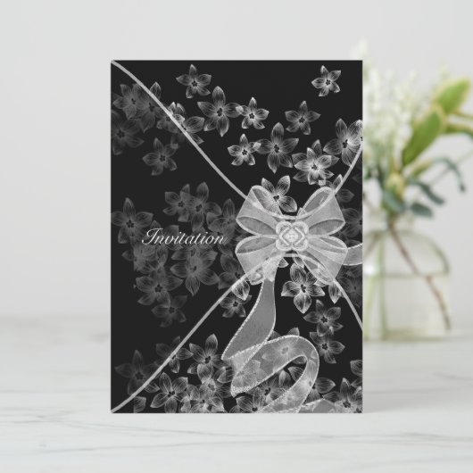 Elegante zwart-wit Dogwood Party Kaart (Staand voorkant)