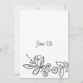 Elegante zwart-wit eenvoudige bloemenbruiloft kaart (Achterkant)