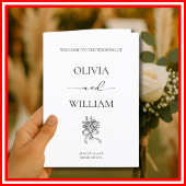 Elegante zwart-wit eenvoudige kalligrafie bruiloft programma