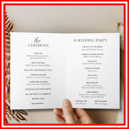 Elegante zwart-wit eenvoudige kalligrafie bruiloft programma