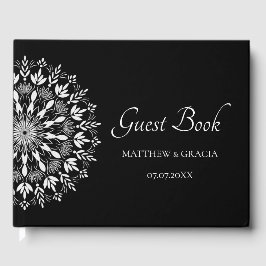 Elegante zwart-wit eenvoudige klassieker gastenboek