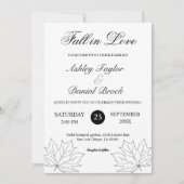 Elegante zwart-wit esdoorn rustieke herfst bruilof kaart (Voorkant)