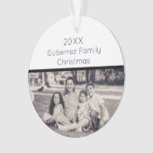 Elegante zwart-wit familiefoto Kerstmis Ornament (voorkant)