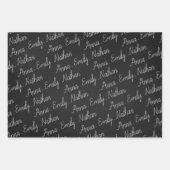 Elegante Zwart Wit Familienaam Hart Kerstmis Inpakpapier Vel (Voorkant 2)