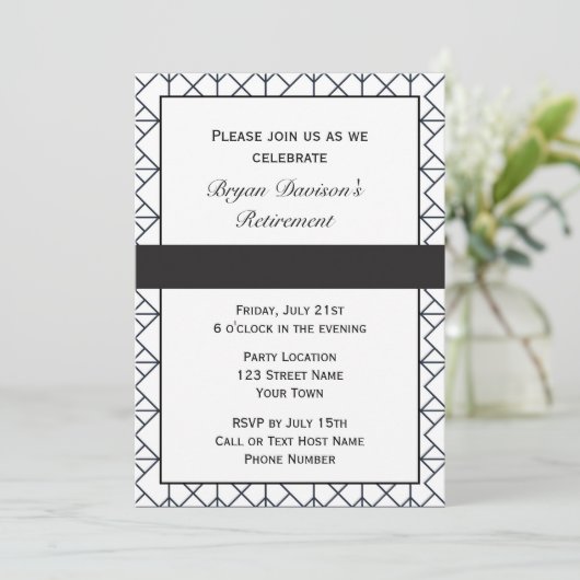 Elegante zwart-wit feest uitnodiging (Staand voorkant)