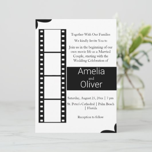 Elegante zwart-wit film Roll bruiloft Kaart