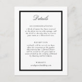 Elegante zwart-wit formele bruiloft details informatiekaartje (Voorkant)
