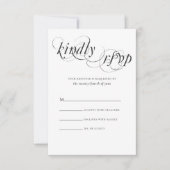 Elegante zwart wit formele bruiloft RSVP kaartje (Voorkant)