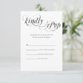 Elegante zwart wit formele bruiloft RSVP kaartje (Staand voorkant)