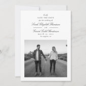 Elegante zwart-wit formele kalligrafie save the date (Voorkant)