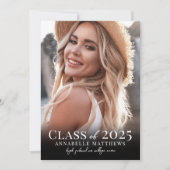 Elegante Zwart-Wit Foto Afstuderen Kaart (Voorkant)
