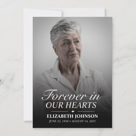 Elegante zwart-wit foto begrafenis Memorial Kaart (Voorkant)