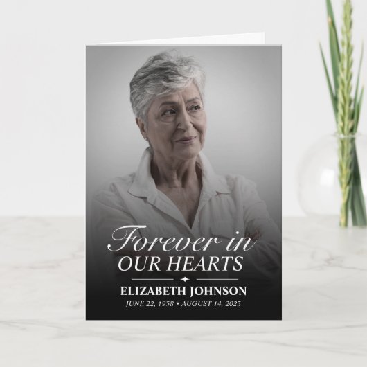 Elegante zwart-wit foto begrafenis programma (Voorkant)