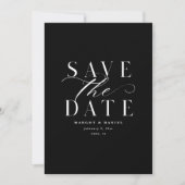 Elegante zwart-wit foto Bewaar de datum QR-code Save The Date (Voorkant)