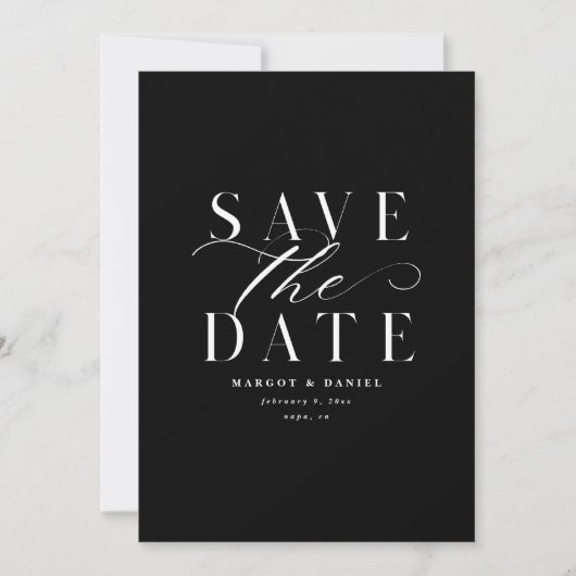 Elegante zwart-wit foto Bewaar de datum QR-code Save The Date (Voorkant)