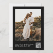 Elegante zwart-wit foto Bewaar de datum QR-code Save The Date (Achterkant)
